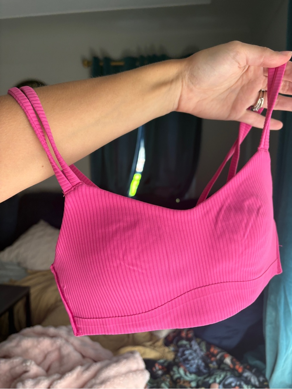 lululemon Ribbed Fuchsia Pink like a cloud sports bra size 2